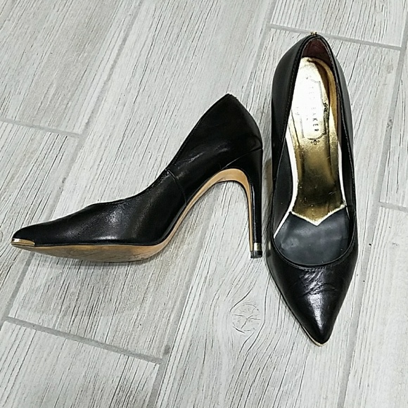 Ted Baker London Shoes - Gold tipped black leather Ted Baker pumps